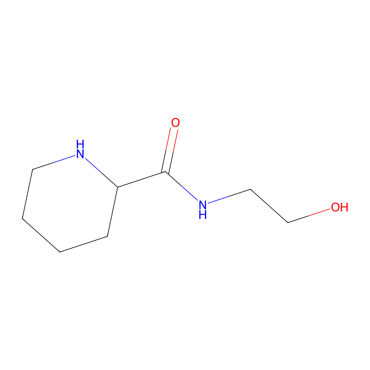 N-(2-hydroxyethyl)piperidine-2-carboxamide molecular structure, CAS 176710-91-1