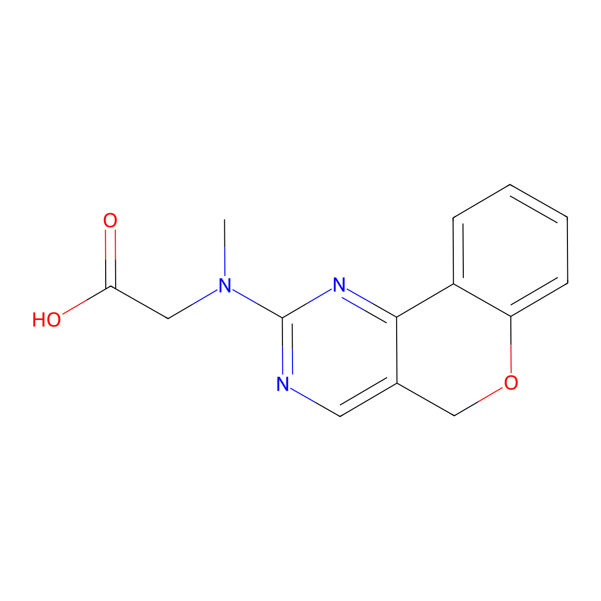 2-[5H-chromeno[4,3-d]pyrimidin-2-yl(methyl)amino]acetic acid molecular structure, CAS 176717-37-6