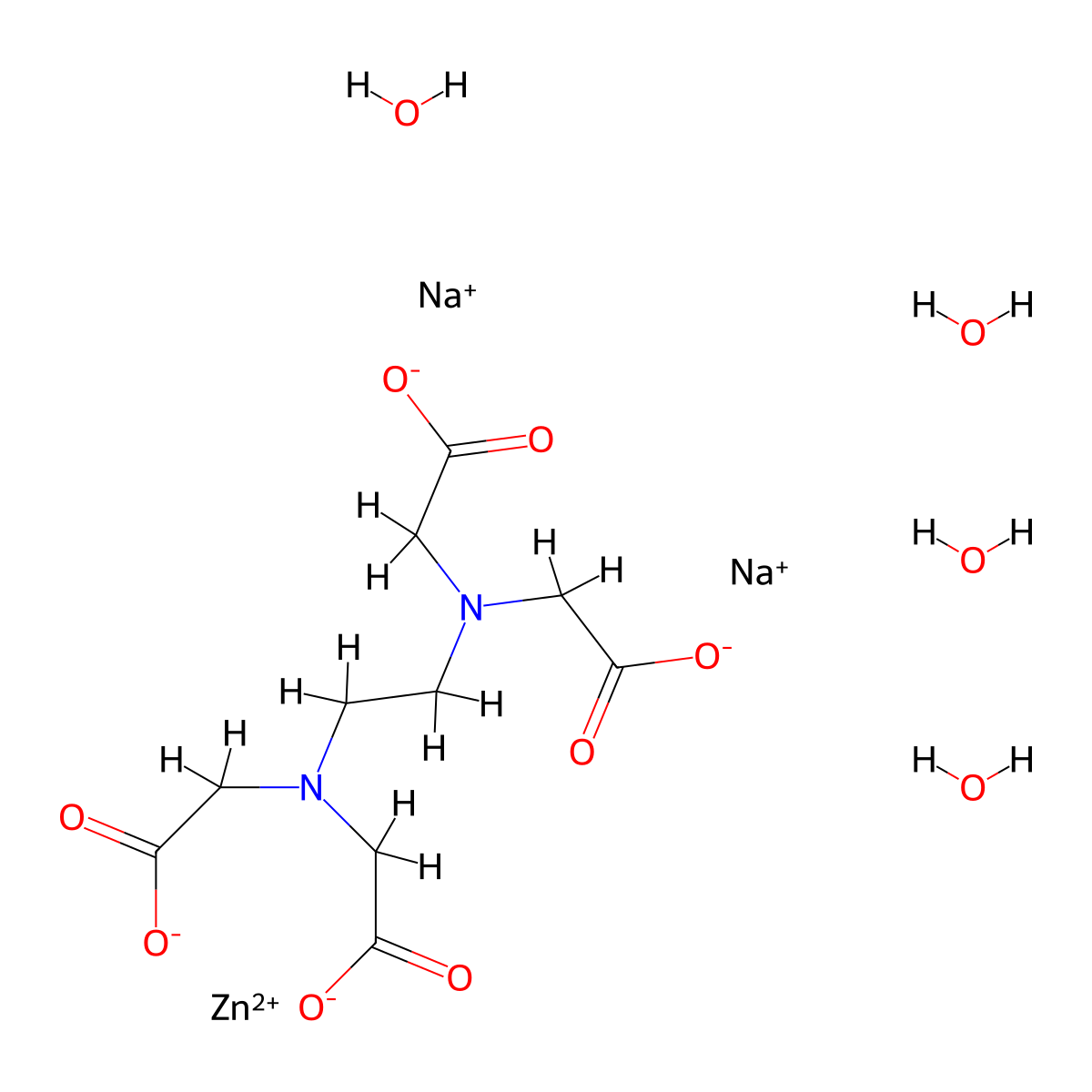 Ethylenediaminetetraacetic Acid Disodium Zinc Salt tetraHydrate , EDTA disodium zinc tetrahydrate molecular structure, CAS 176736-49-5