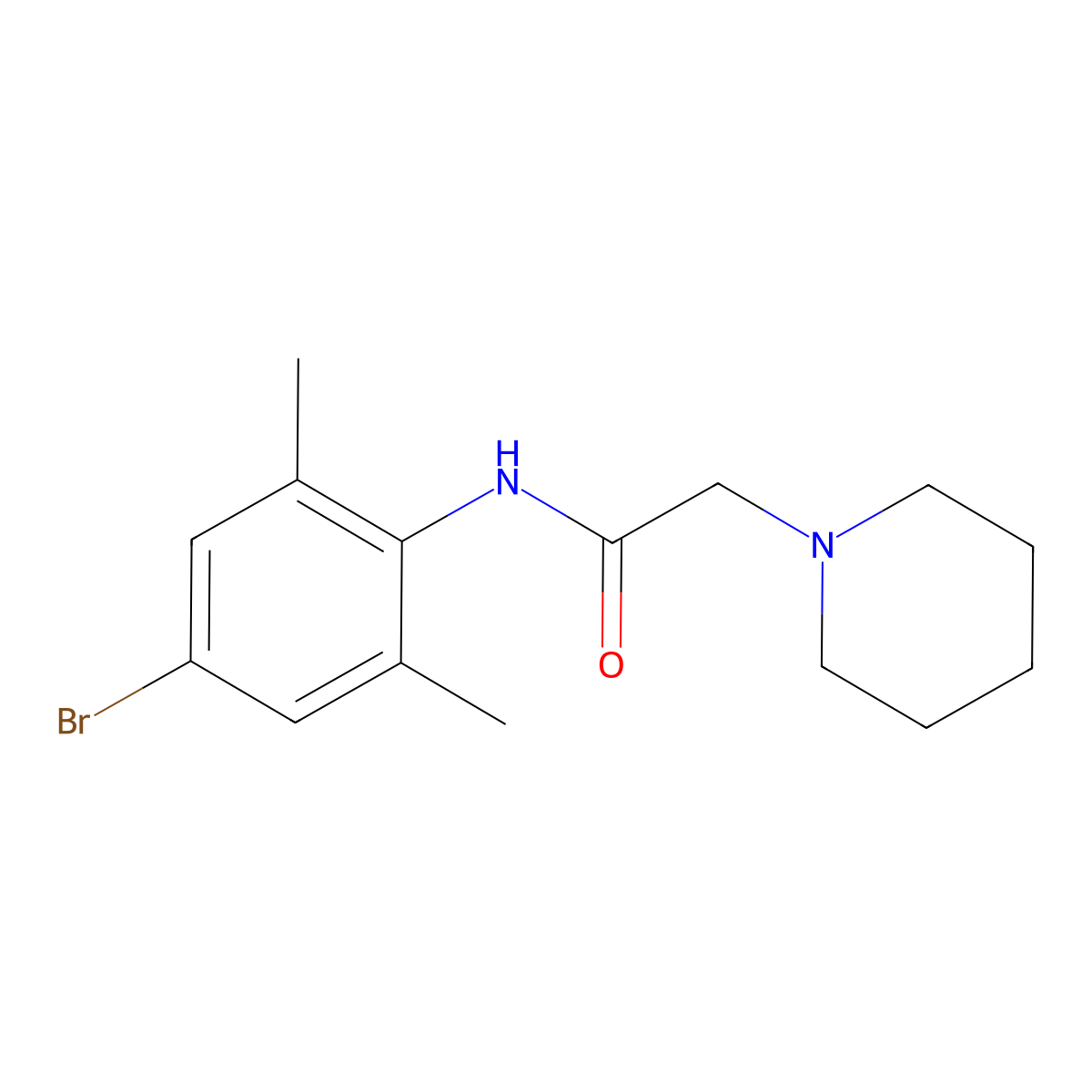 1-Piperidineaceto-2',6'-xylidide, 4'-bromo- molecular structure, CAS 17675-31-9