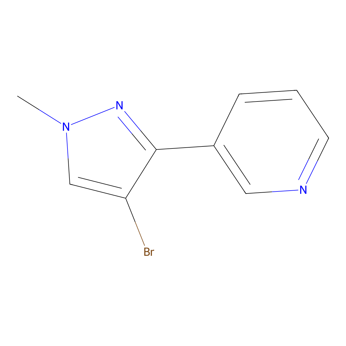 3-(4-Bromo-1-methyl-1h-pyrazol-3-yl)pyridine molecular structure, CAS 176752-74-2