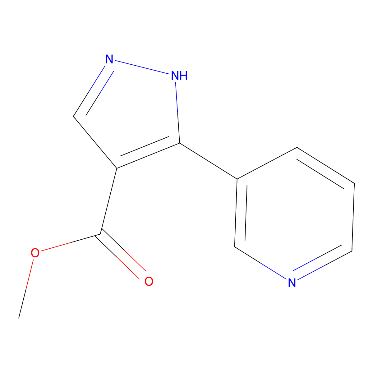 methyl 3-(pyridin-3-yl)-1H-pyrazole-4-carboxylate molecular structure, CAS 176752-88-8