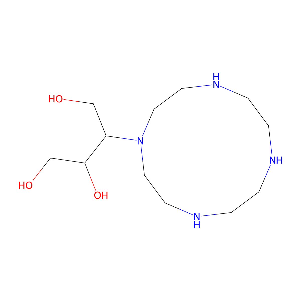 3-(1,4,7,10-Tetraazacyclododecan-1-yl)butane-1,2,4-triol molecular structure, CAS 176753-26-7