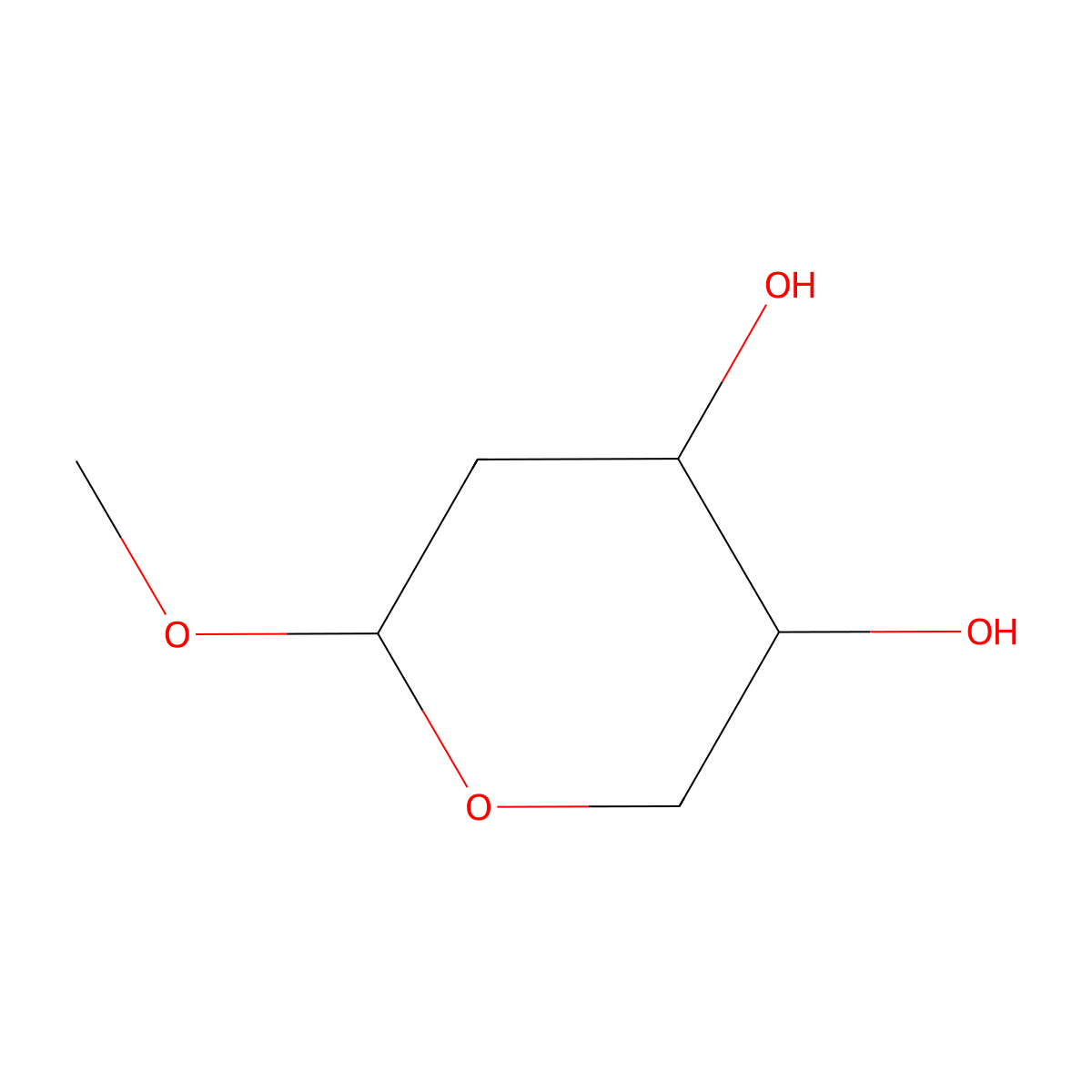beta-D-erythro-Pentopyranoside, methyl 2-deoxy- molecular structure, CAS 17676-20-9