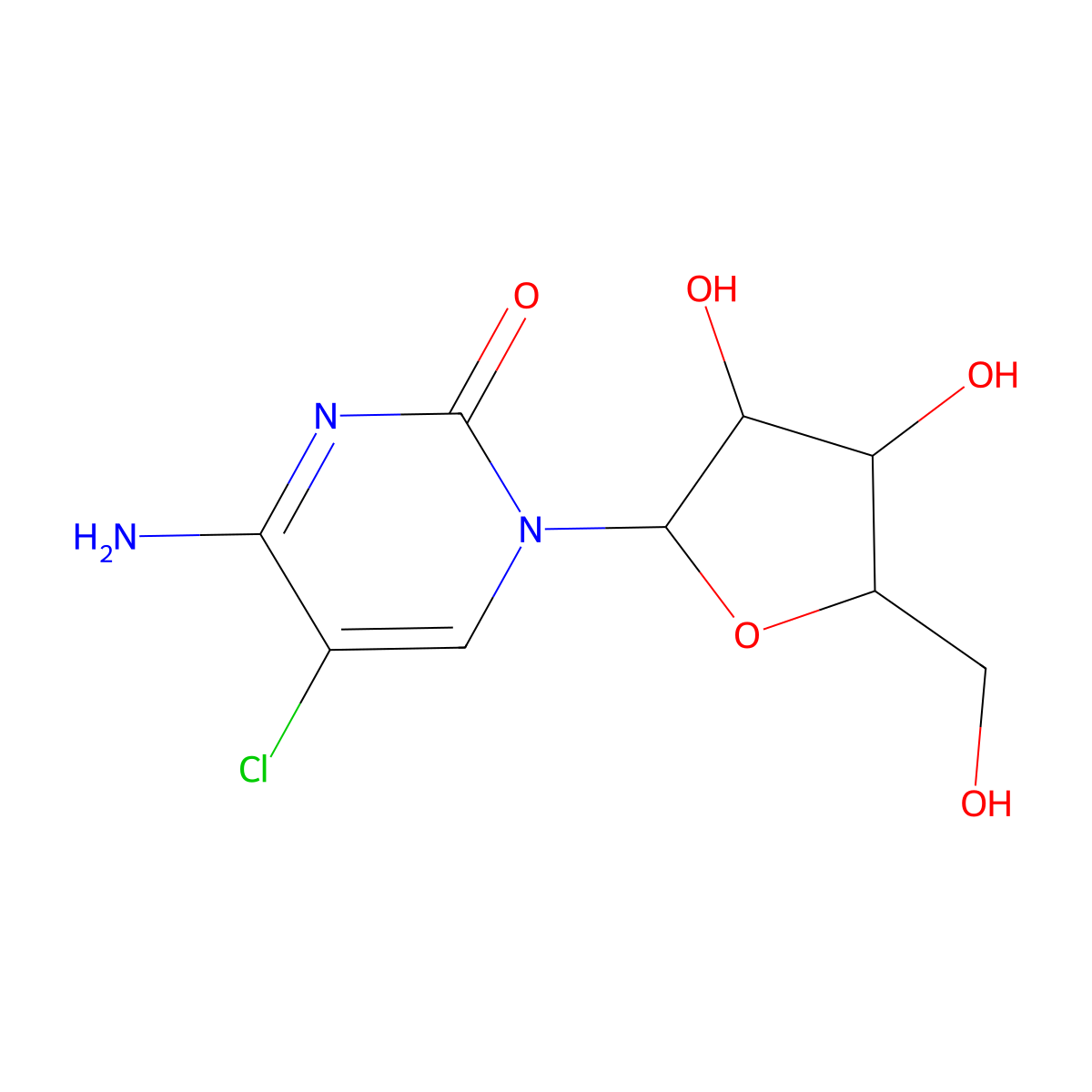 5-Chloro-1-(b-D-arabinofuranosyl)cytidine molecular structure, CAS 17676-65-2