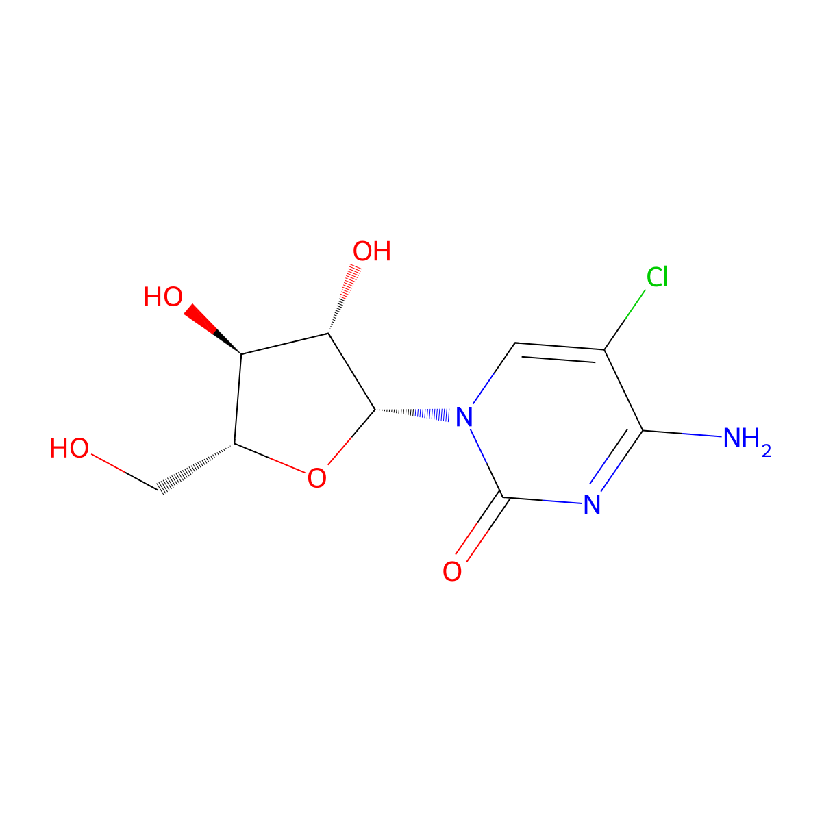 5-Chloro-1-(b-D-arabinofuranosyl)cytidine molecular structure, CAS 17676-65-2