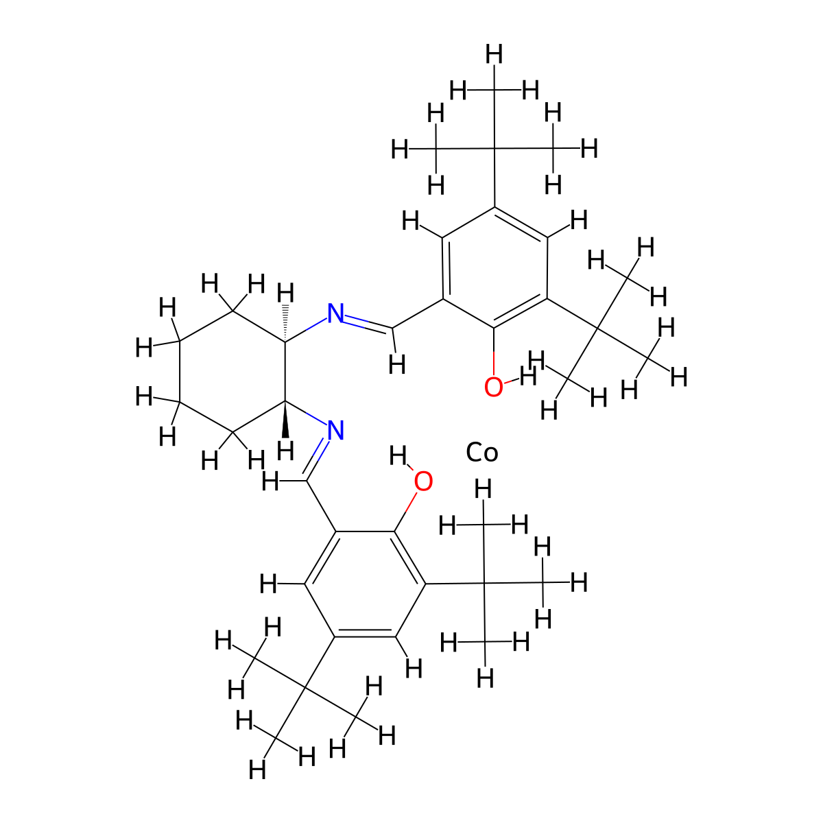 (R,R)-(-)-N,N'-Bis(3,5-di-tert-butylsalicylidene)-1,2-cyclohexanediaminocobalt(II) molecular structure, CAS 176763-62-5