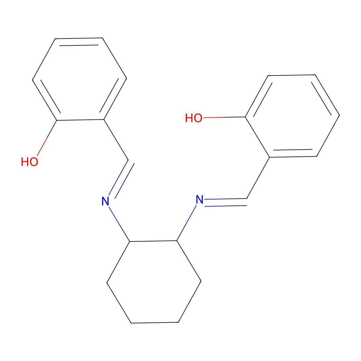 2,2'-(1E,1'E)-(trans (+/-)-Cyclohexane-1,2-diylbis(azan-1-YL-1-ylidene)bis(methan-1-YL-1-ylidene)diphenol molecular structure, CAS 176776-60-6