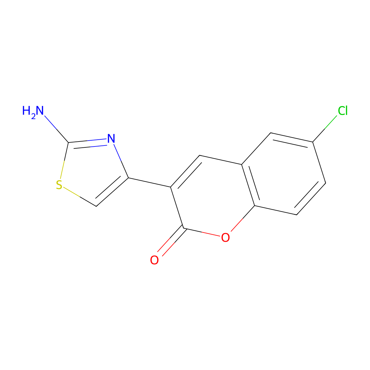 3-(2-Amino-1,3-thiazol-4-yl)-6-chloro-2H-1-benzopyran-2-one molecular structure, CAS 176788-72-0