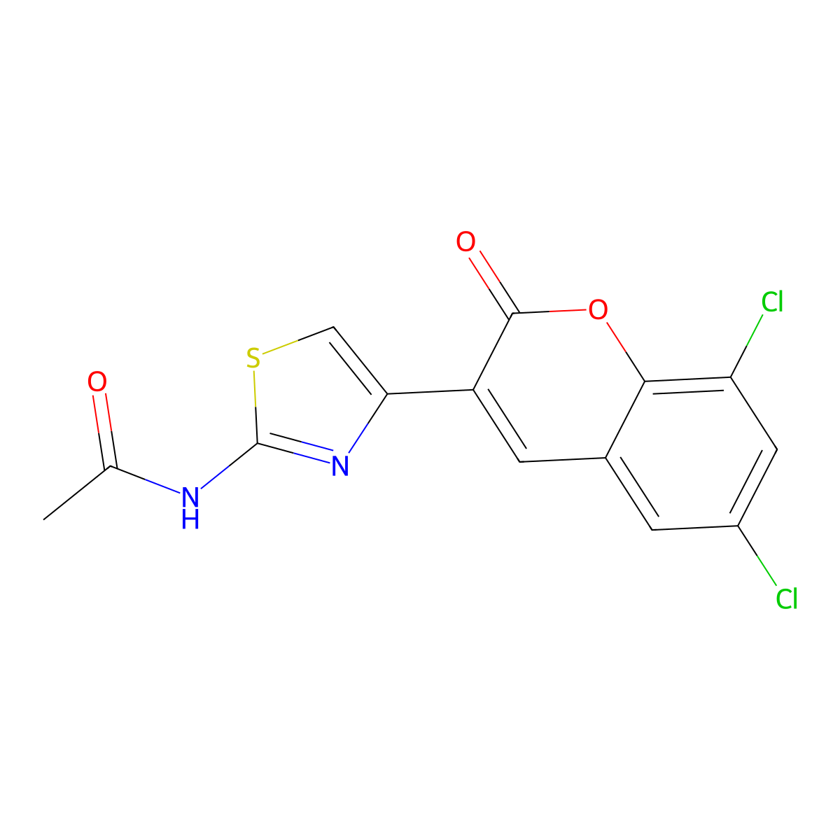 N-[4-(6,8-dichloro-2-oxo-2H-chromen-3-yl)-1,3-thiazol-2-yl]acetamide molecular structure, CAS 176788-84-4
