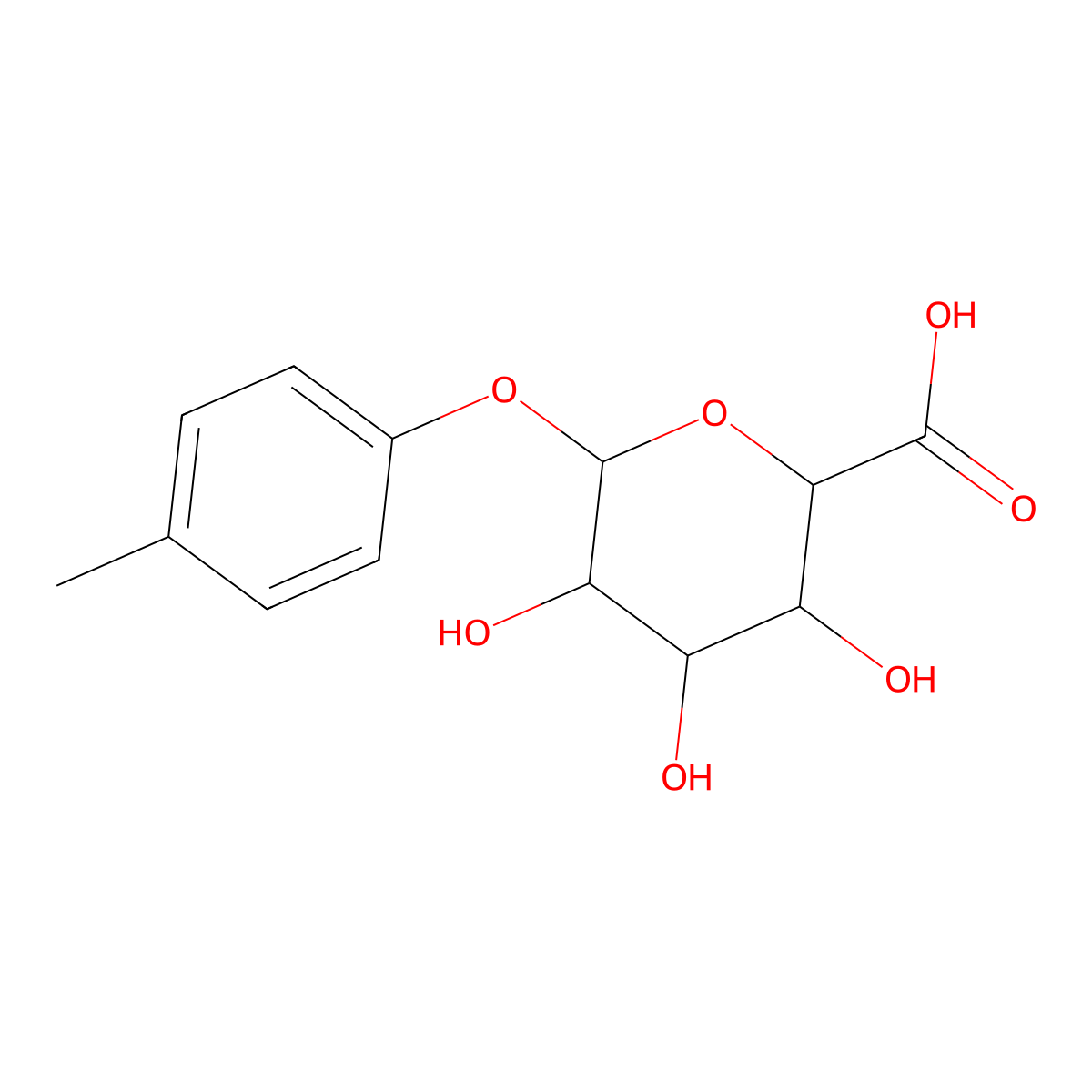 P-Cresol glucuronide molecular structure, CAS 17680-99-8