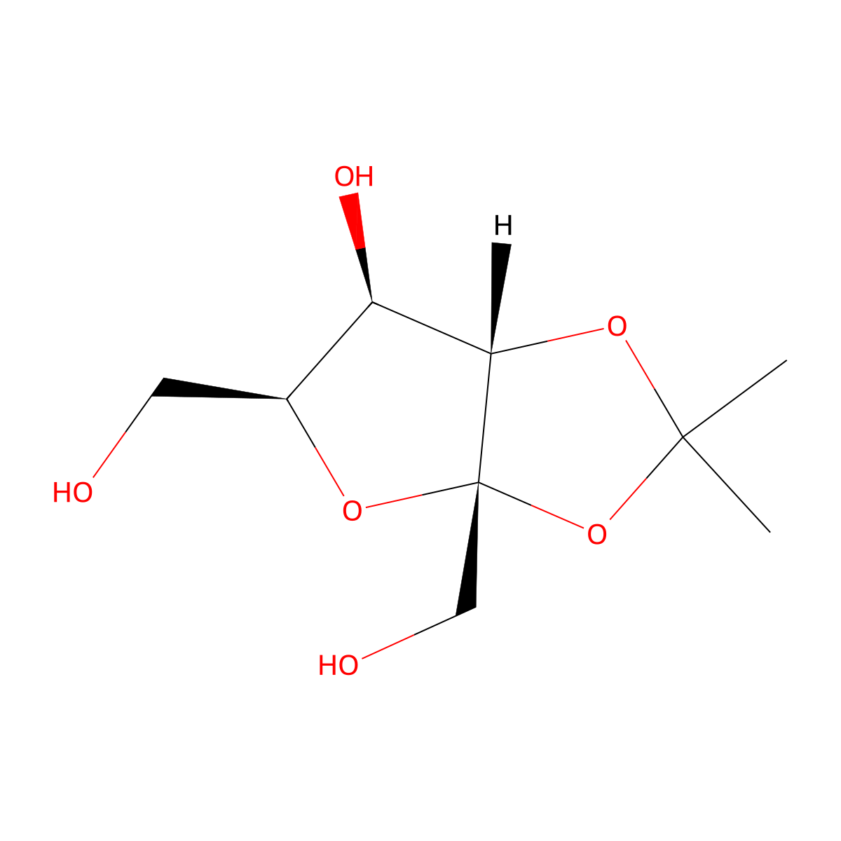 alpha-L-Sorbofuranose, 2,3-O-(1-methylethylidene)- molecular structure, CAS 17682-71-2