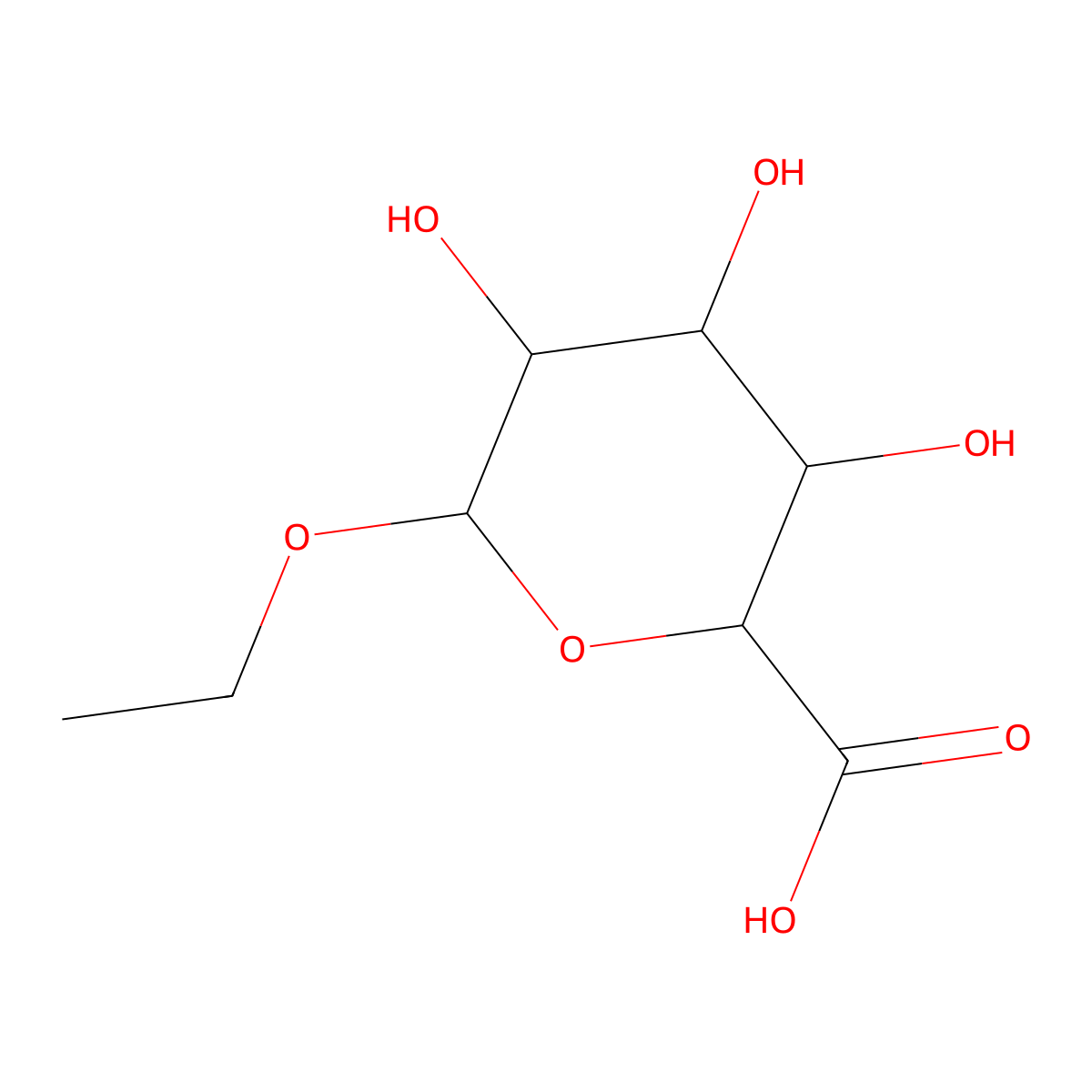Ethyl beta-D-glucuronide molecular structure, CAS 17685-04-0