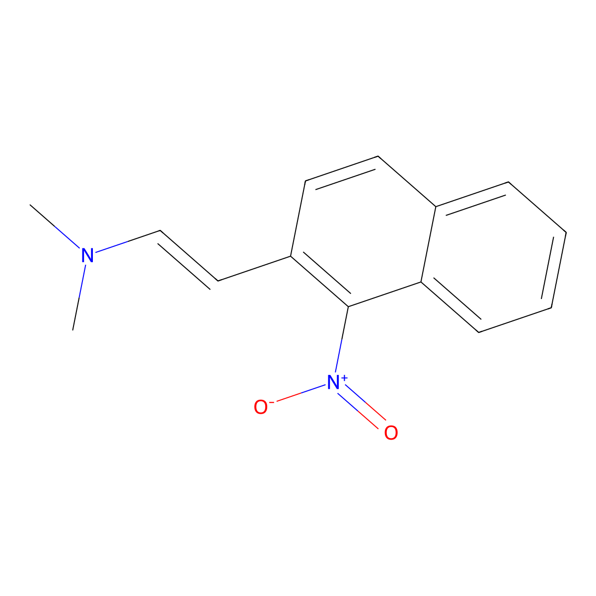 N,N-dimethyl-2-(1-nitronaphthalen-2-yl)ethenamine molecular structure, CAS 176853-40-0