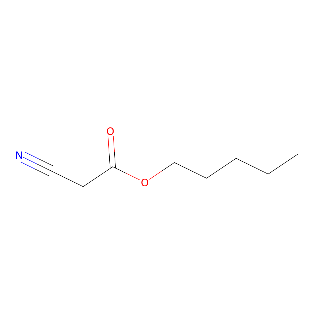 Pentyl cyanoacetate molecular structure, CAS 17686-39-4