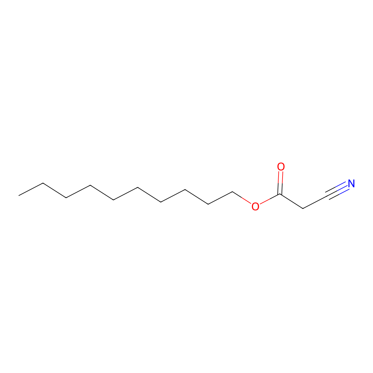 Decyl cyanoacetate molecular structure, CAS 17686-43-0