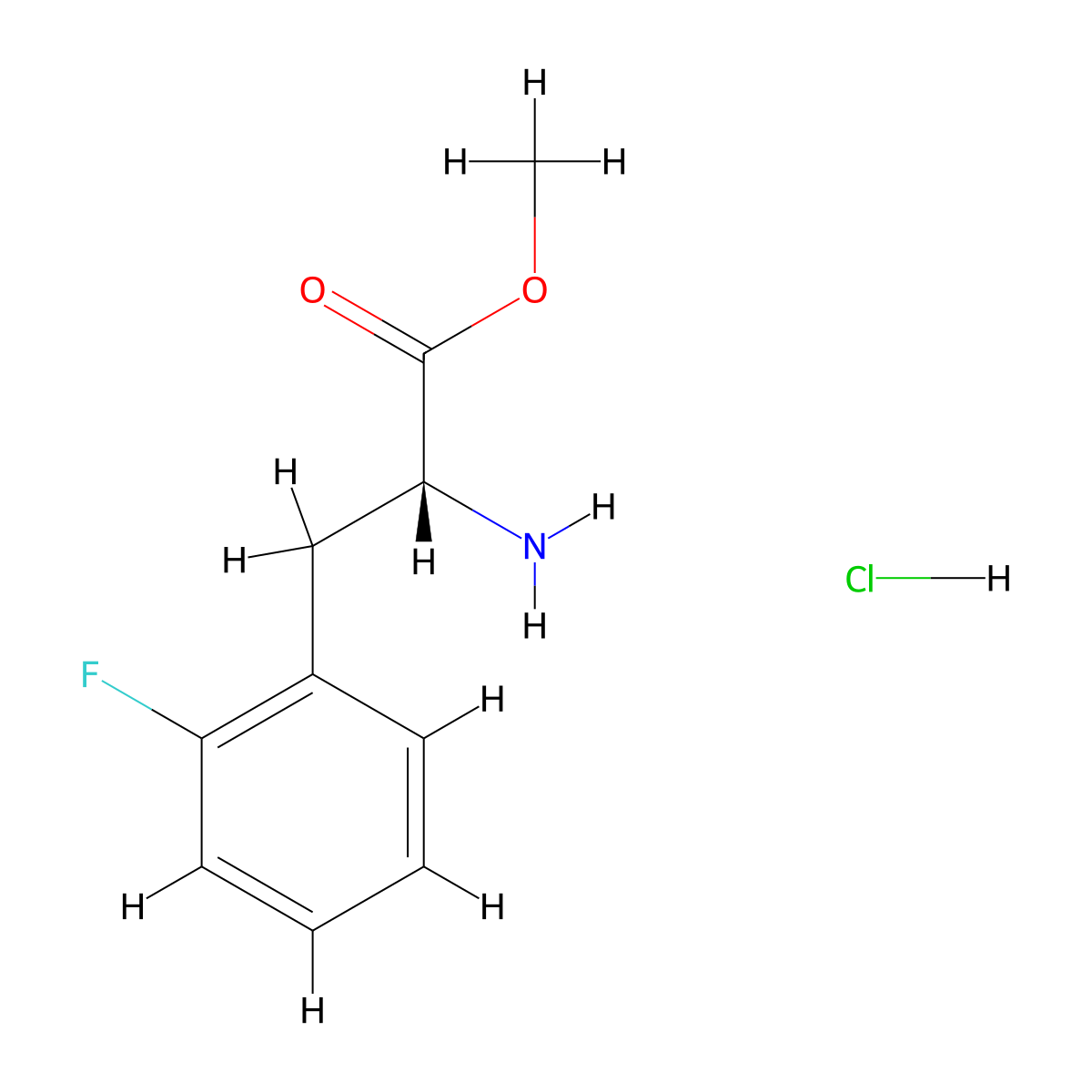 Methyl (2R)-2-amino-3-(2-fluorophenyl)propanoate hydrochloride molecular structure, CAS 176896-71-2