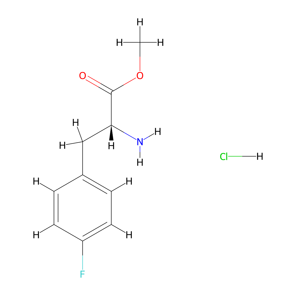 D-Phenylalanine, 4-fluoro-, methyl ester, hydrochloride (1:1) molecular structure, CAS 176896-72-3