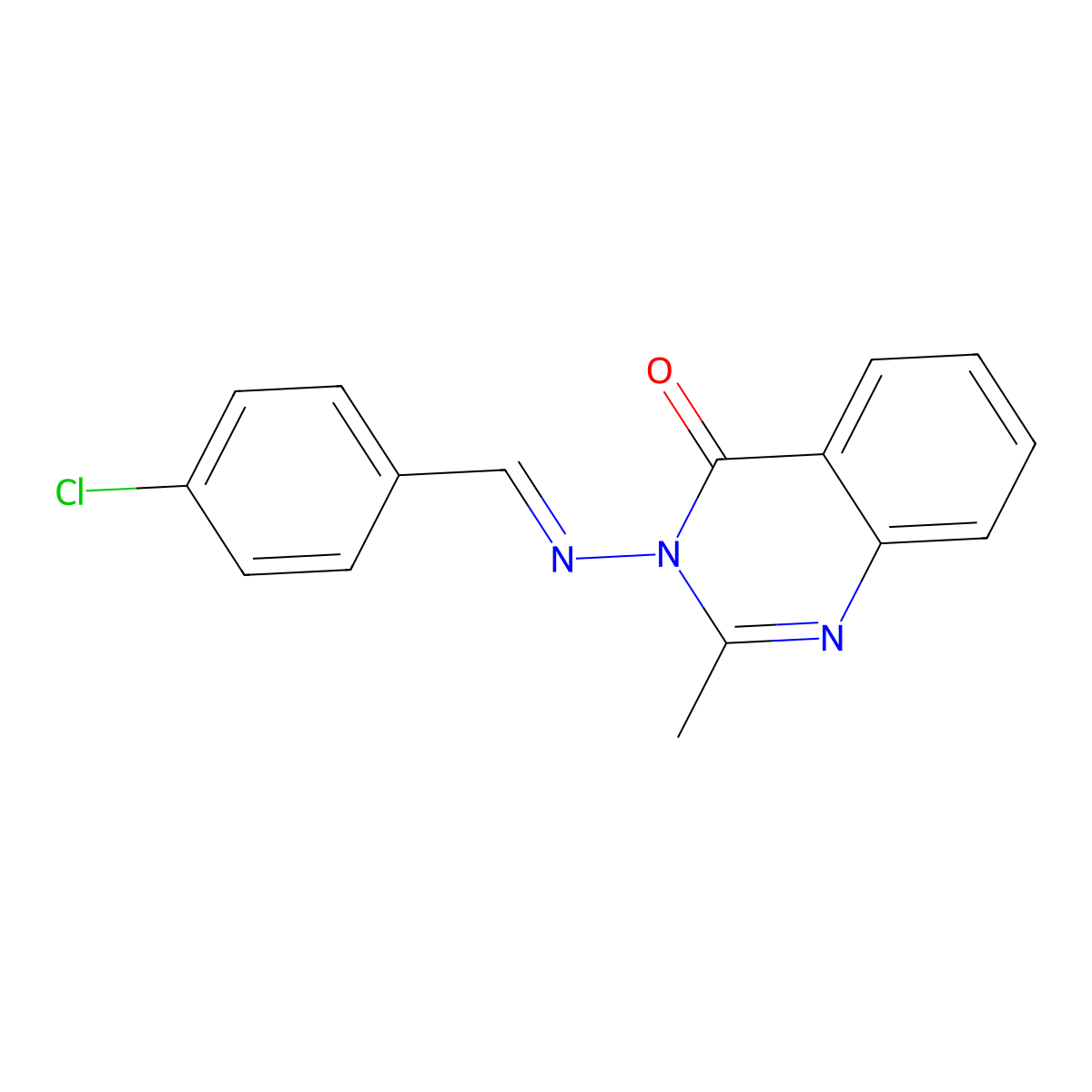 4(3H)-Quinazolinone, 3-[[(4-chlorophenyl)methylene]amino]-2-methyl- molecular structure, CAS 1769-12-6