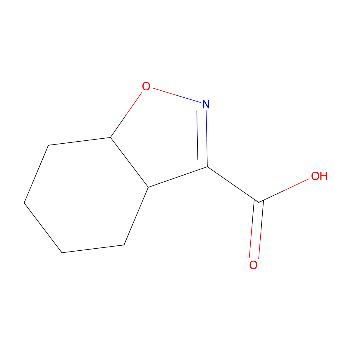 3a,4,5,6,7,7a-Hexahydro-1,2-benzisoxazole-3-carboxylic acid molecular structure, CAS 176909-92-5