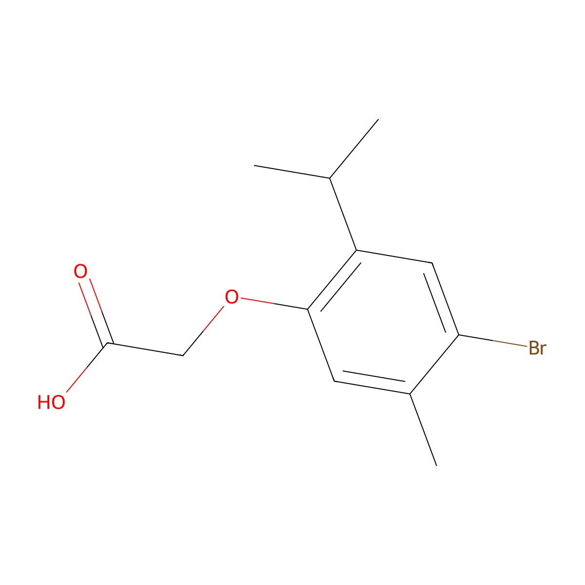(4-Bromo-2-isopropyl-5-methylphenoxy)acetic acid molecular structure, CAS 17693-39-9