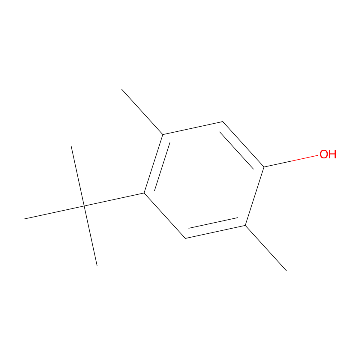 Phenol, 4-(1,1-dimethylethyl)-2,5-dimethyl- molecular structure, CAS 17696-37-6