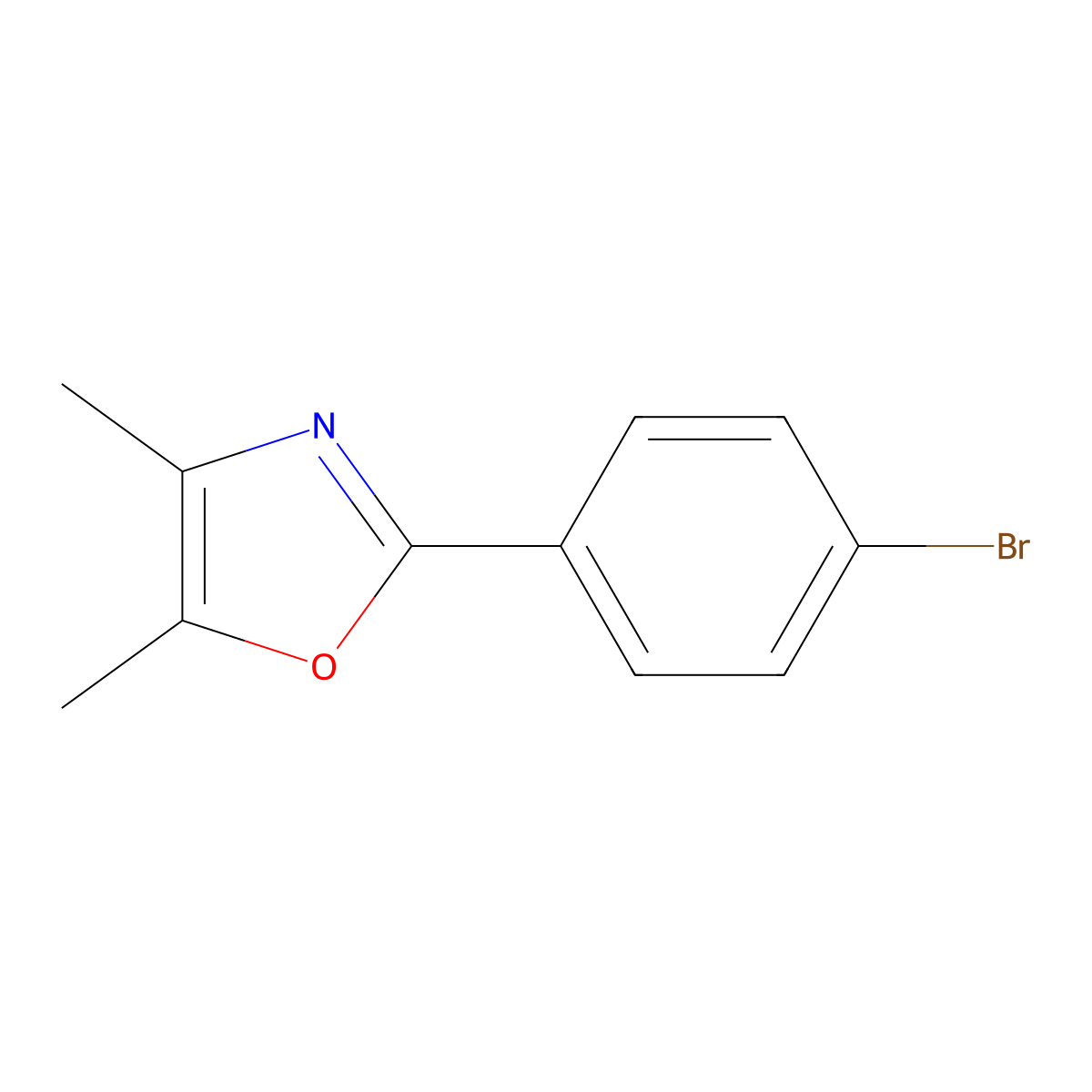 2-(4-Bromophenyl)-4,5-dimethyloxazole molecular structure, CAS 176961-51-6
