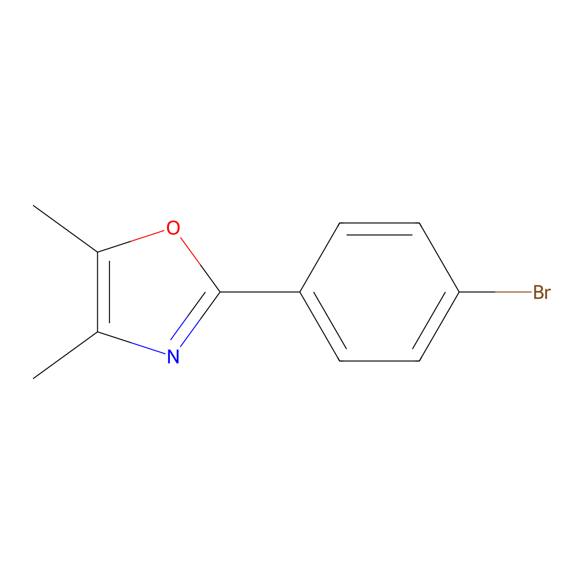 2-(4-Bromophenyl)-4,5-dimethyloxazole molecular structure, CAS 176961-51-6