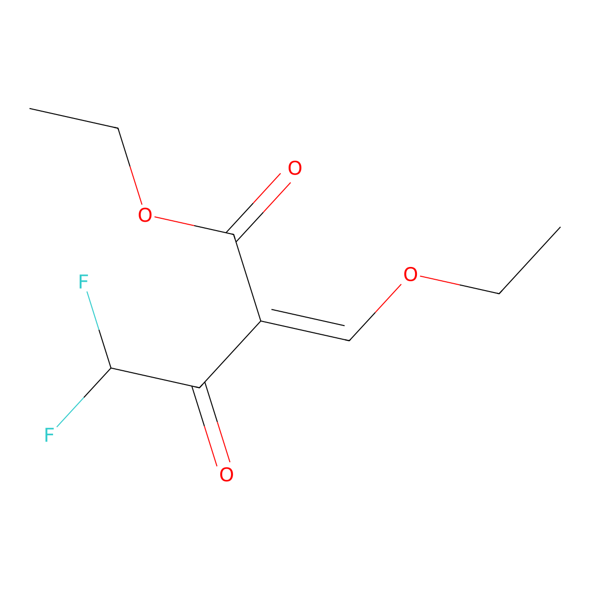 Ethyl (2E)-2-(ethoxymethylidene)-4,4-difluoro-3-oxobutanoate molecular structure, CAS 176969-33-8