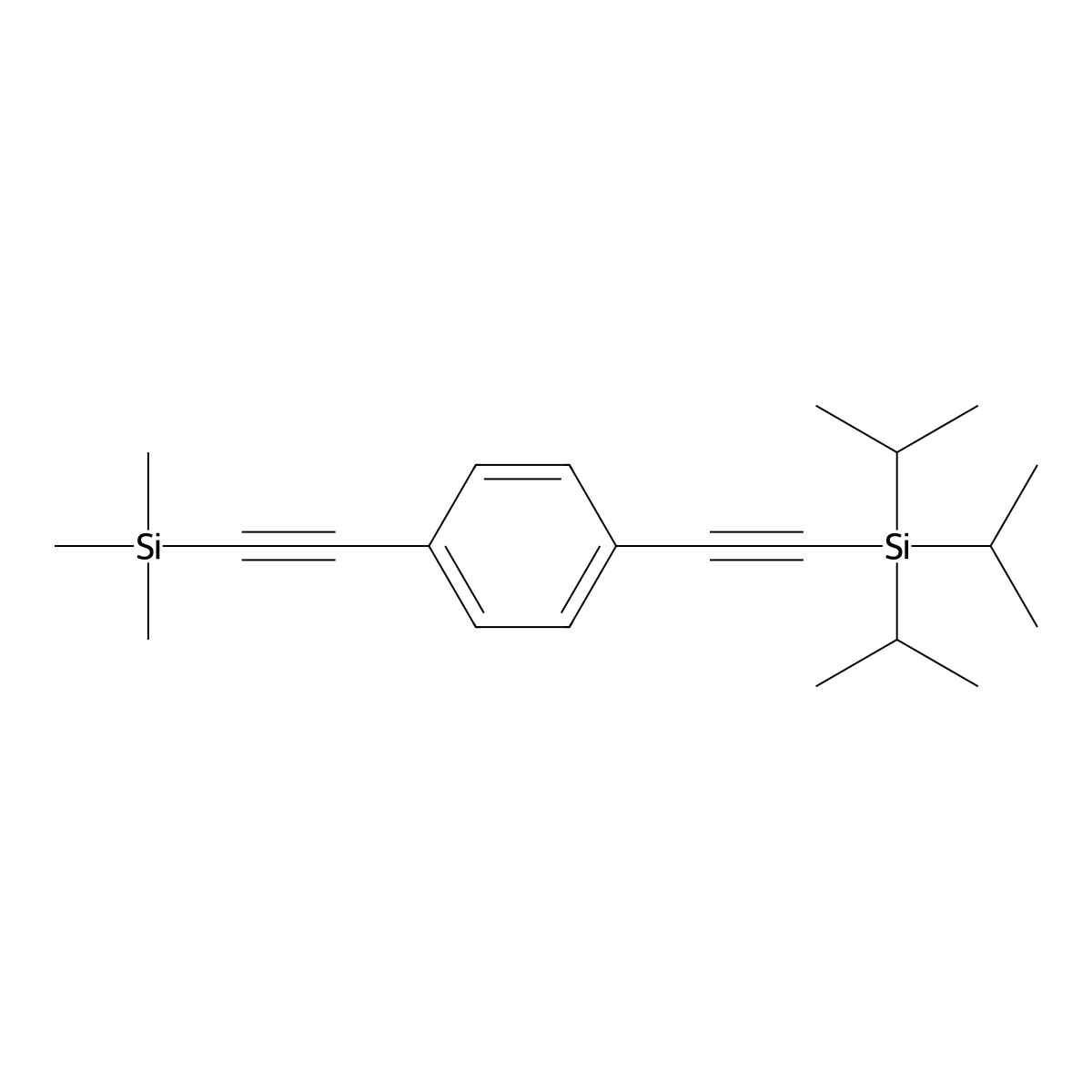 Triisopropyl((4-((trimethylsilyl)ethynyl)phenyl)ethynyl)silane molecular structure, CAS 176977-34-7