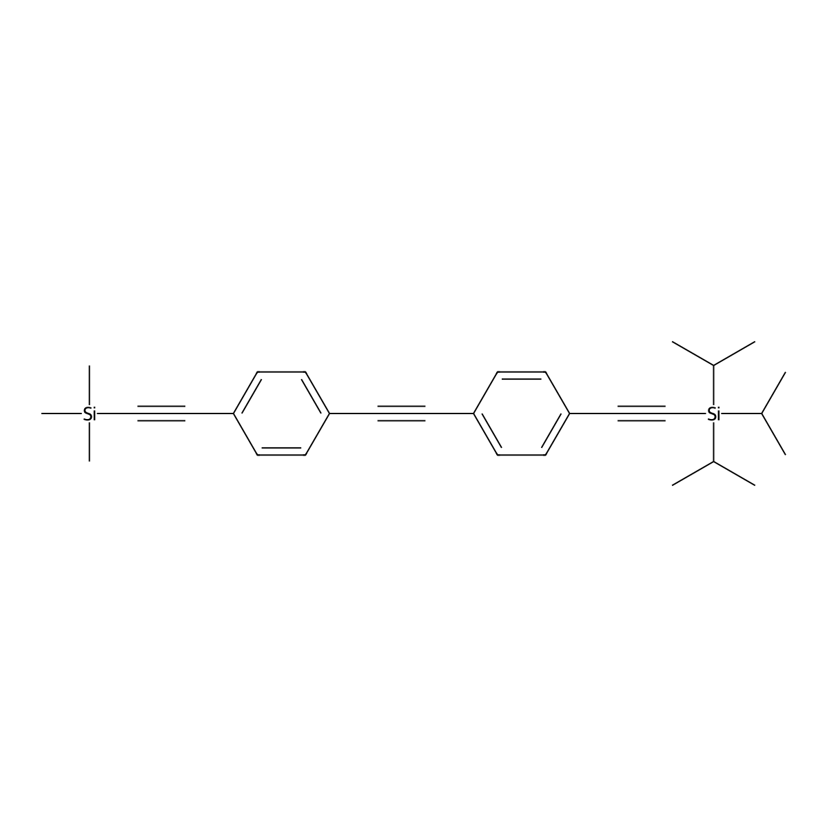 Triisopropyl((4-((4-((trimethylsilyl)ethynyl)phenyl)ethynyl)phenyl)ethynyl)silane molecular structure, CAS 176977-35-8