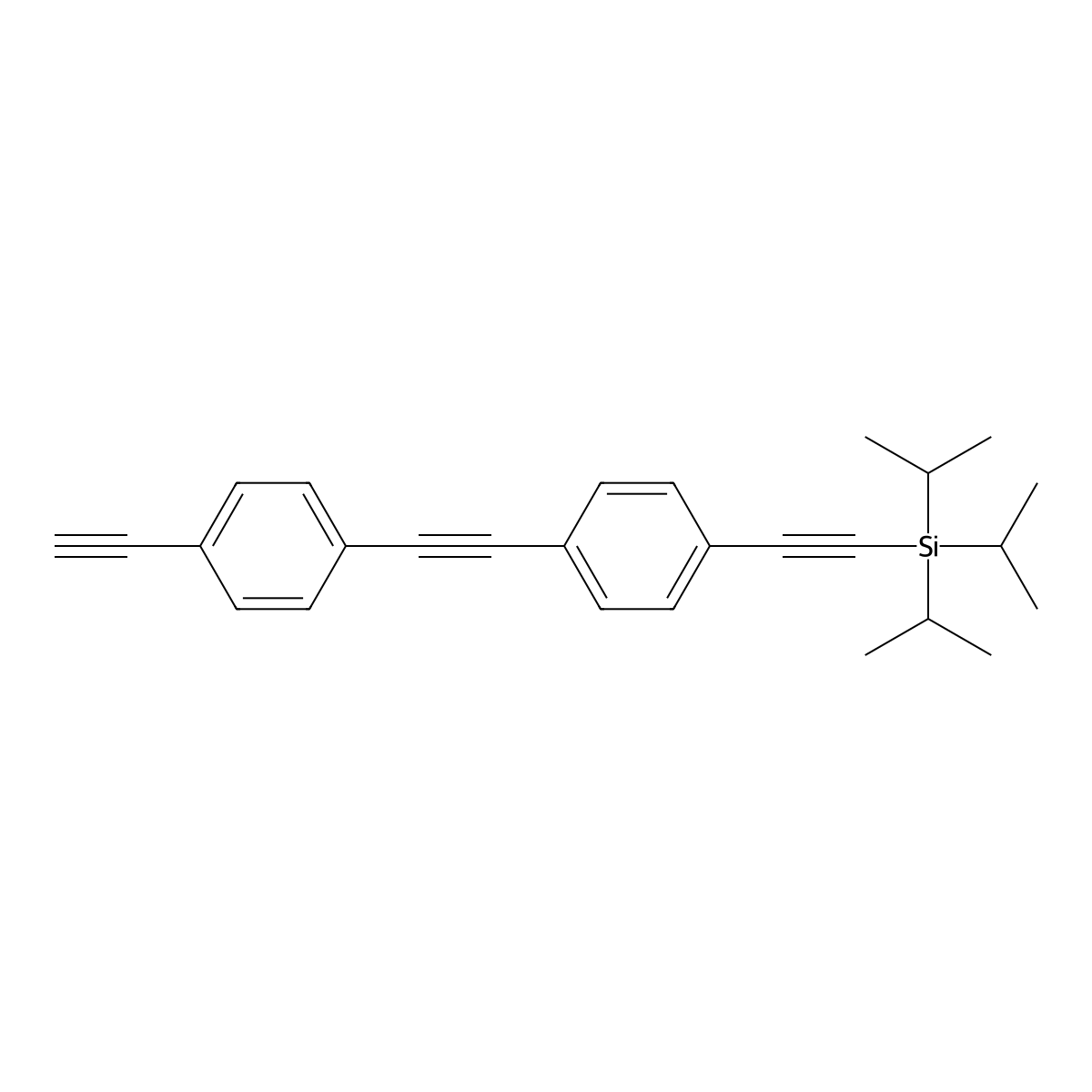 ((4-((4-Ethynylphenyl)ethynyl)phenyl)ethynyl)triisopropylsilane molecular structure, CAS 176977-37-0