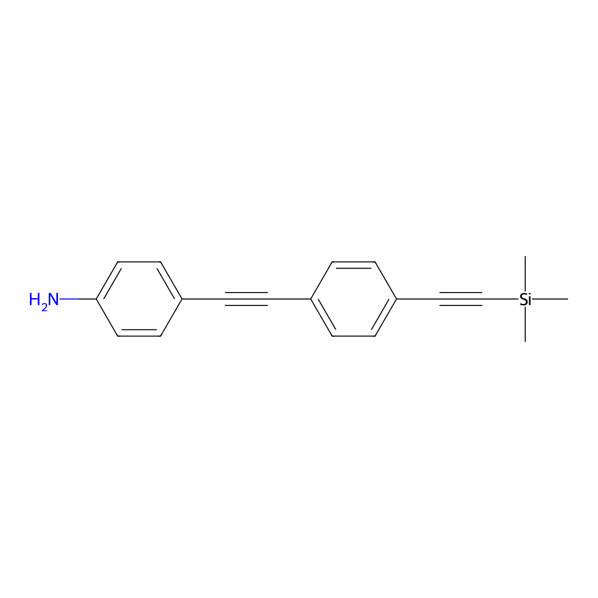 4-((4-((Trimethylsilyl)ethynyl)phenyl)ethynyl)aniline molecular structure, CAS 176977-39-2