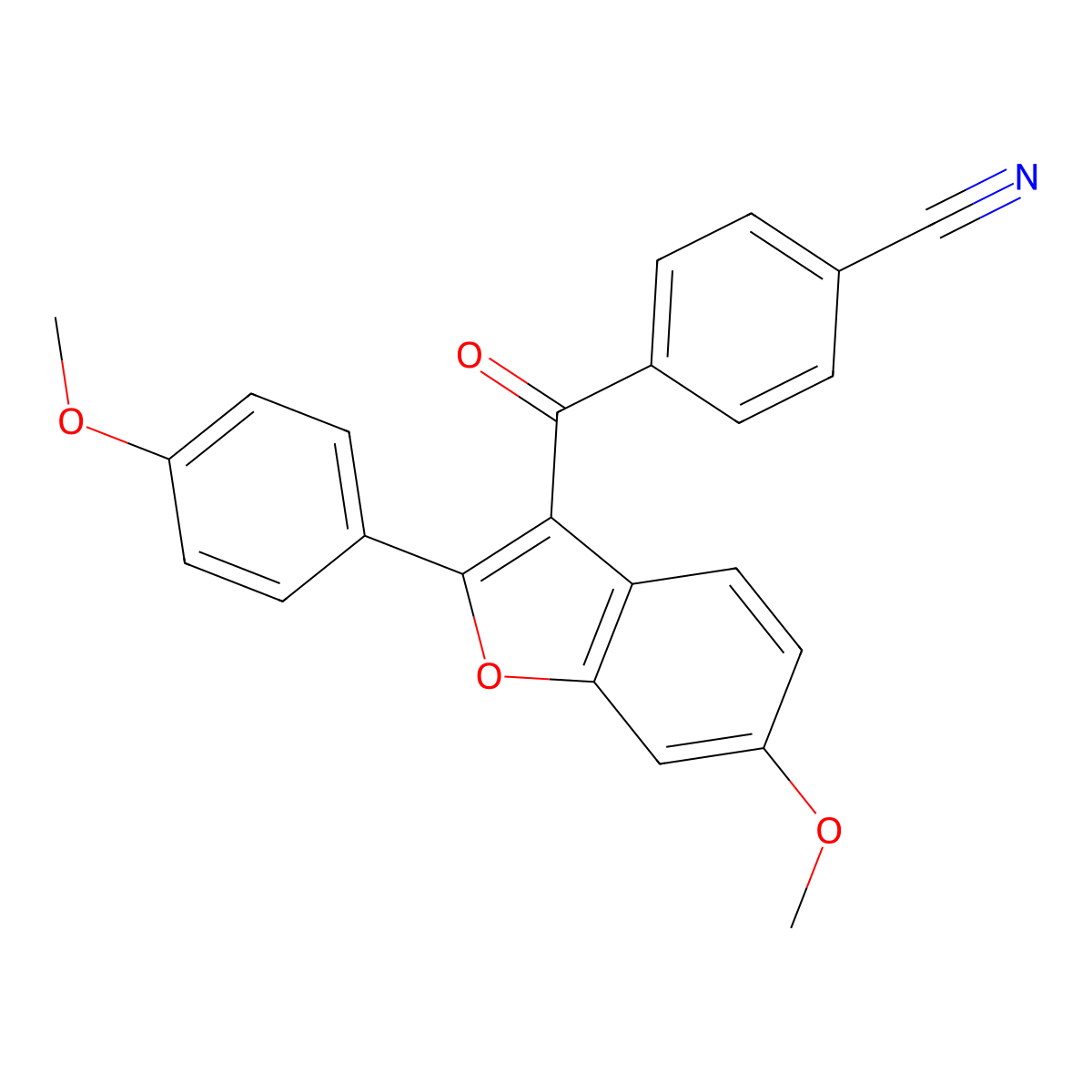 4-((6-Methoxy-2-(4-methoxyphenyl)-1-benzofuran-3-yl)carbonyl)benzonitrile molecular structure, CAS 176977-56-3