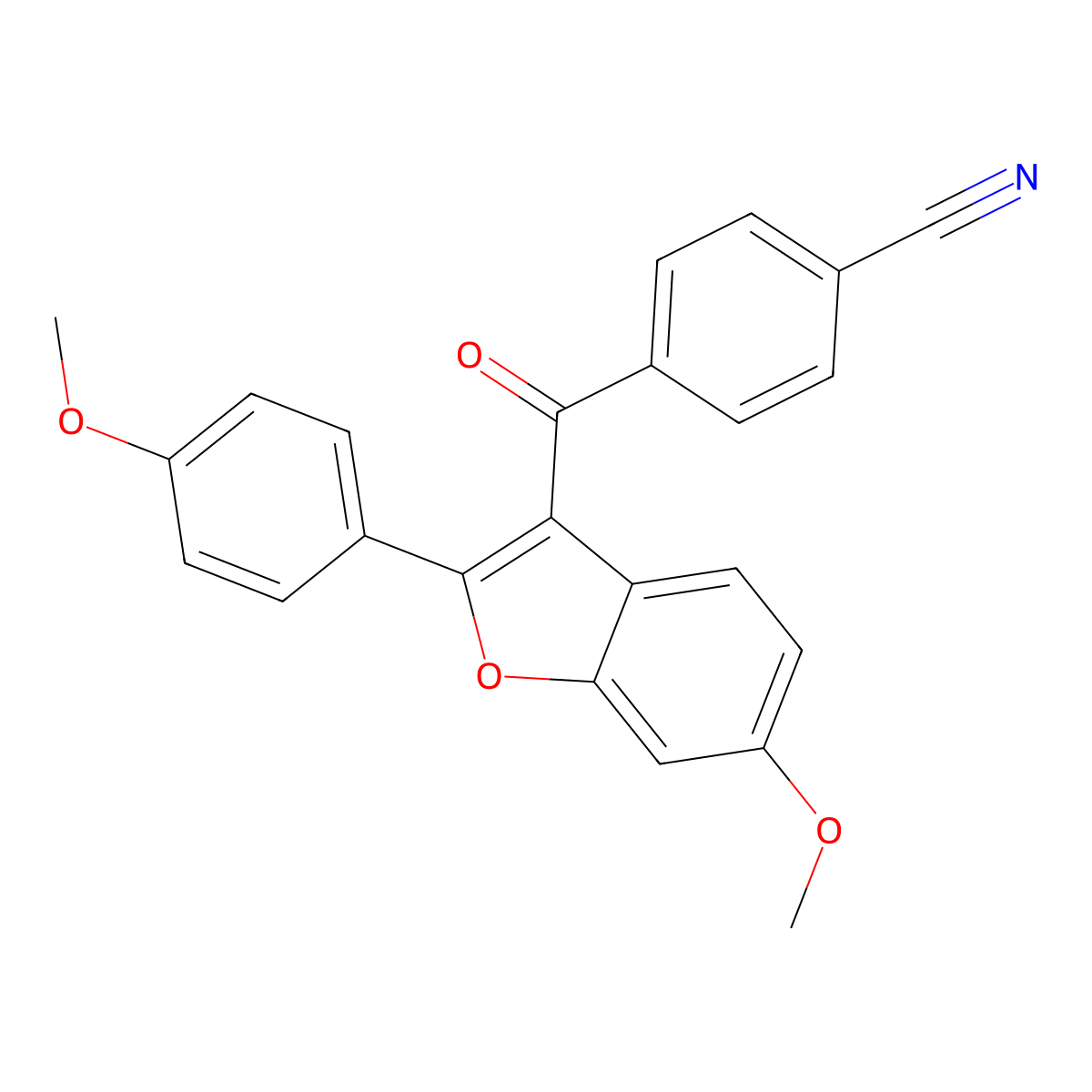 4-((6-Methoxy-2-(4-methoxyphenyl)-1-benzofuran-3-yl)carbonyl)benzonitrile molecular structure, CAS 176977-56-3