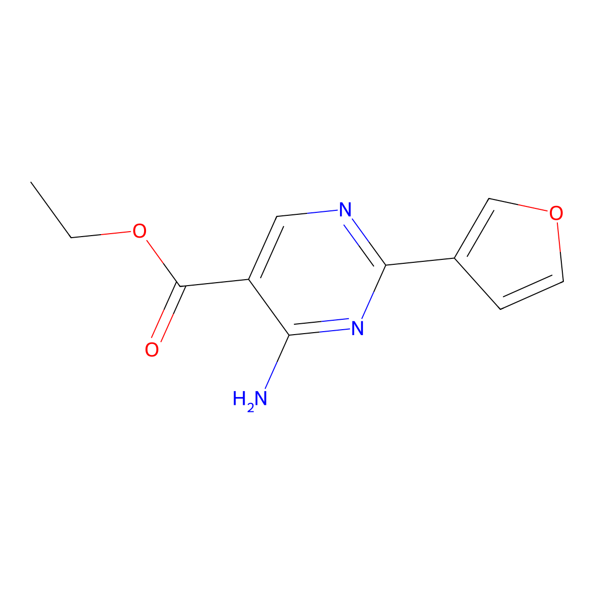 Ethyl 4-amino-2-(furan-3-yl)pyrimidine-5-carboxylate molecular structure, CAS 1770037-21-2