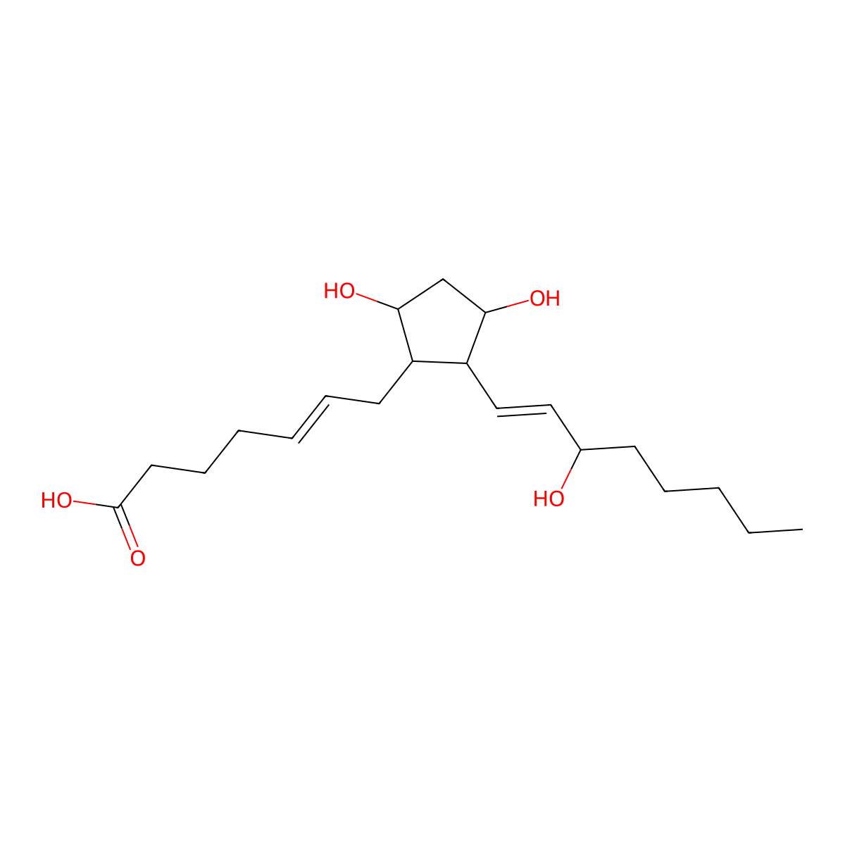 7-[(1S,2R,3R,5R)-3,5-dihydroxy-2-[(3S)-3-hydroxyoct-1-enyl]cyclopentyl]hept-5-enoic acid molecular structure, CAS 177020-26-7