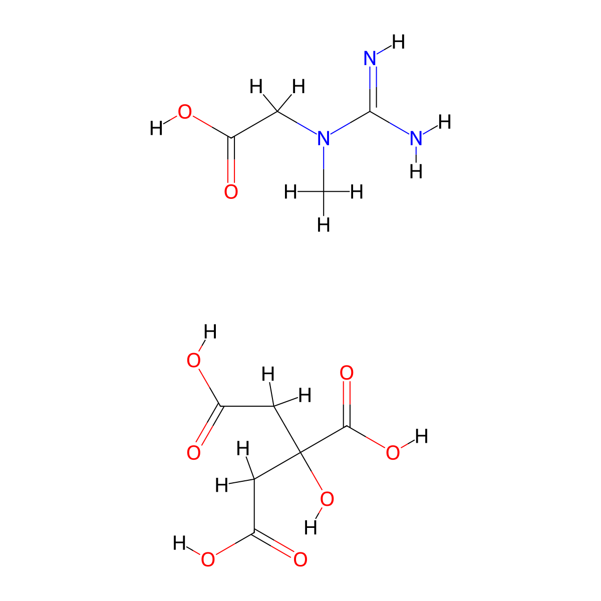 2-(carbamimidoyl(methyl)amino)acetic acid citrate salt molecular structure, CAS 177024-62-3