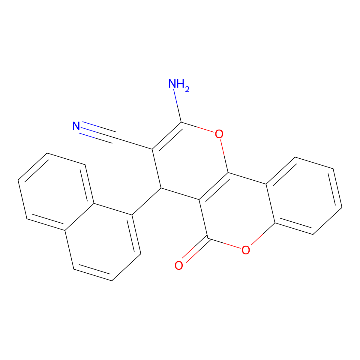 2-amino-4-(1-naphthyl)-5-oxo-4H,5H-pyrano[3,2-c]chromene-3-carbonitrile molecular structure, CAS 177028-93-2