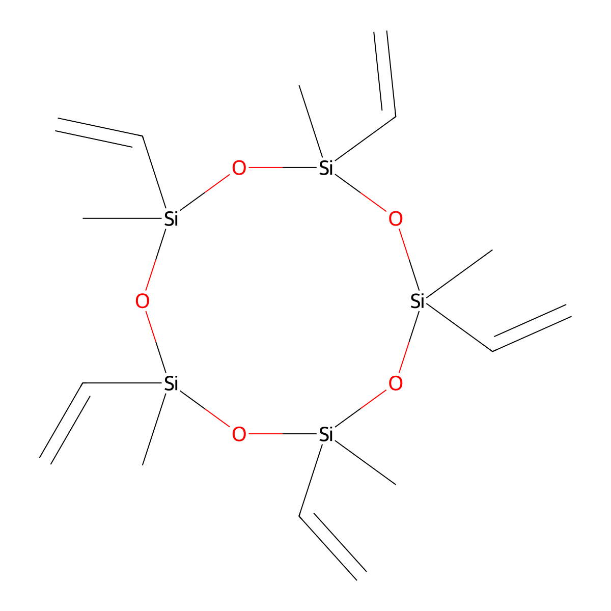 Cyclopentasiloxane, 2,4,6,8,10-pentaethenyl-2,4,6,8,10-pentamethyl- molecular structure, CAS 17704-22-2