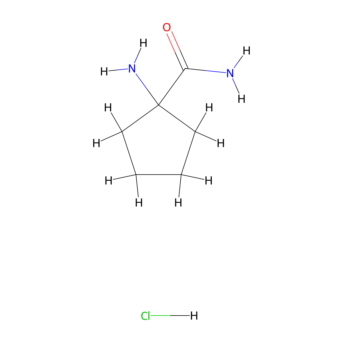 1-Aminocyclopentane-1-carboxamide hydrochloride molecular structure, CAS 17704-76-6