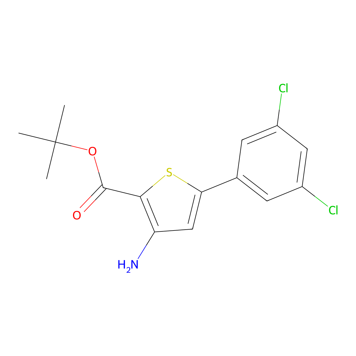 Tert-butyl 3-amino-5-(3,5-dichlorophenyl)thiophene-2-carboxylate molecular structure, CAS 1770427-72-9
