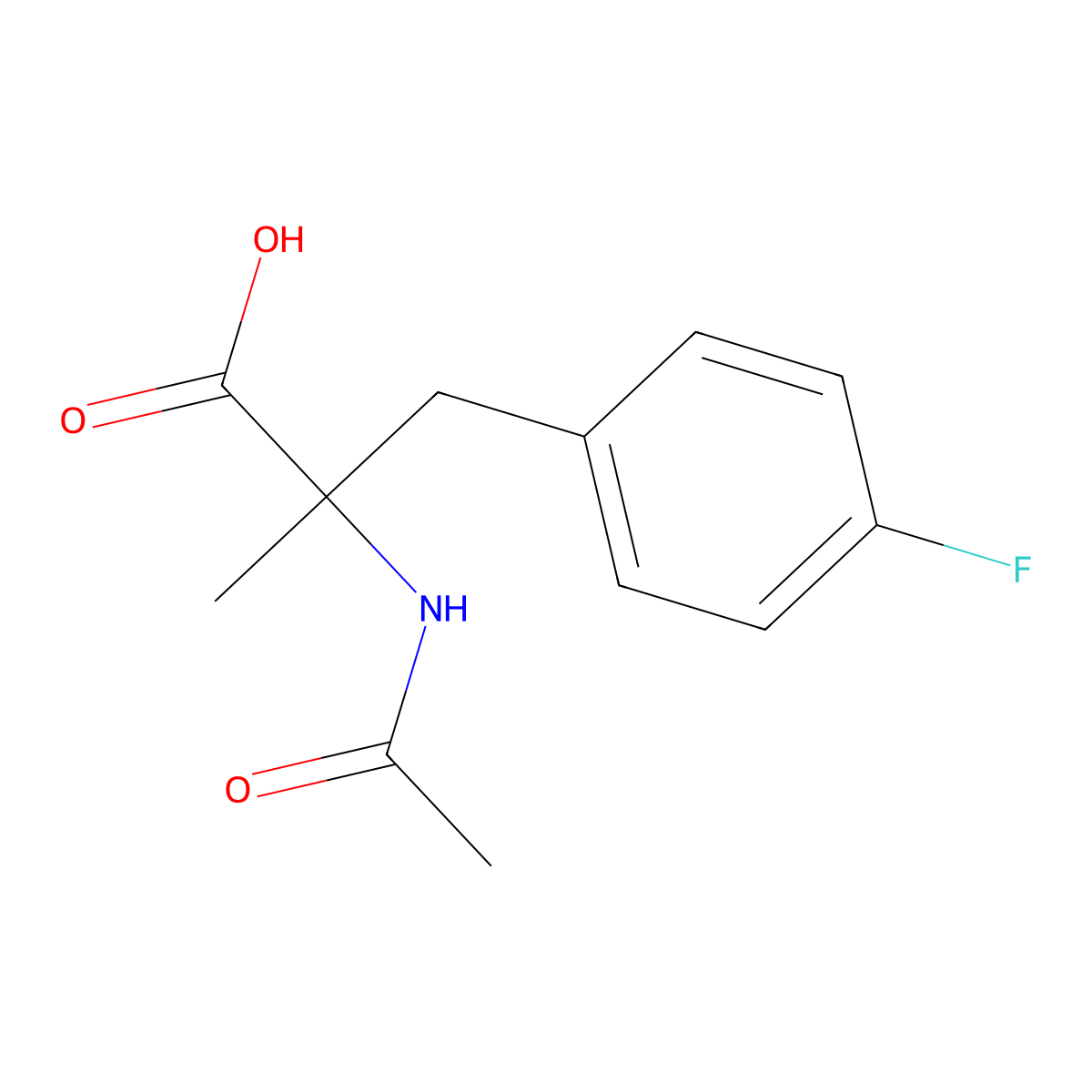 2-Acetamido-3-(4-fluorophenyl)-2-methylpropanoic acid molecular structure, CAS 1770775-08-0