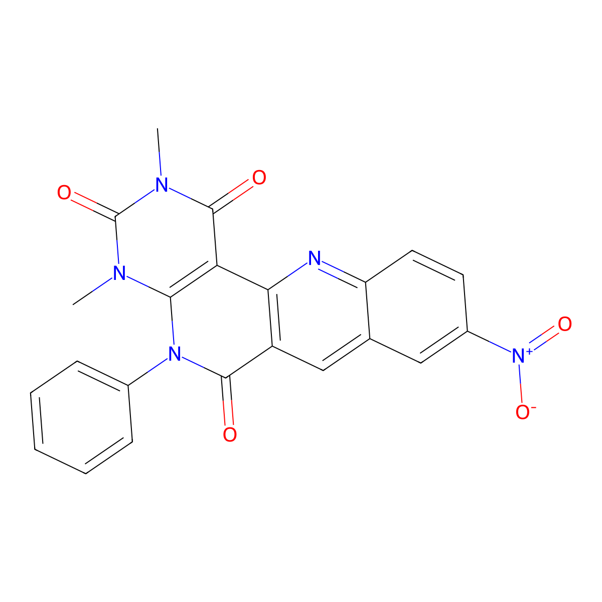 4,6-Dimethyl-14-nitro-8-phenyl-4,6,8,18-tetrazatetracyclo[8.8.0.02,7.012,17]octadeca-1(10),2(7),11,13,15,17-hexaene-3,5,9-trione molecular structure, CAS 177082-77-8