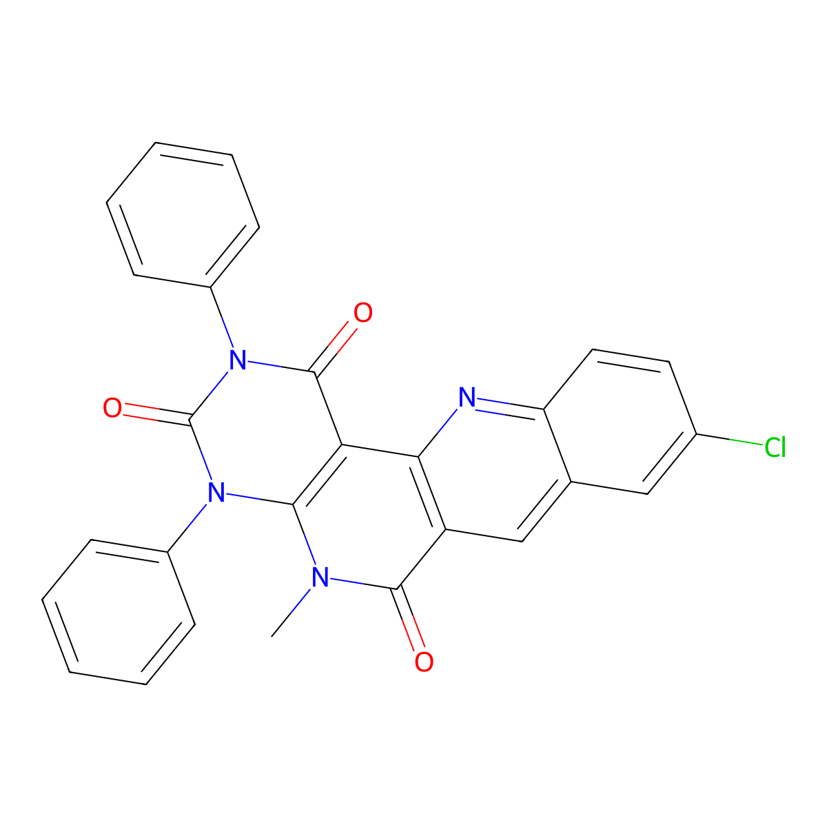 14-Chloro-8-methyl-4,6-diphenyl-4,6,8,18-tetrazatetracyclo[8.8.0.02,7.012,17]octadeca-1(10),2(7),11,13,15,17-hexaene-3,5,9-trione molecular structure, CAS 177082-81-4