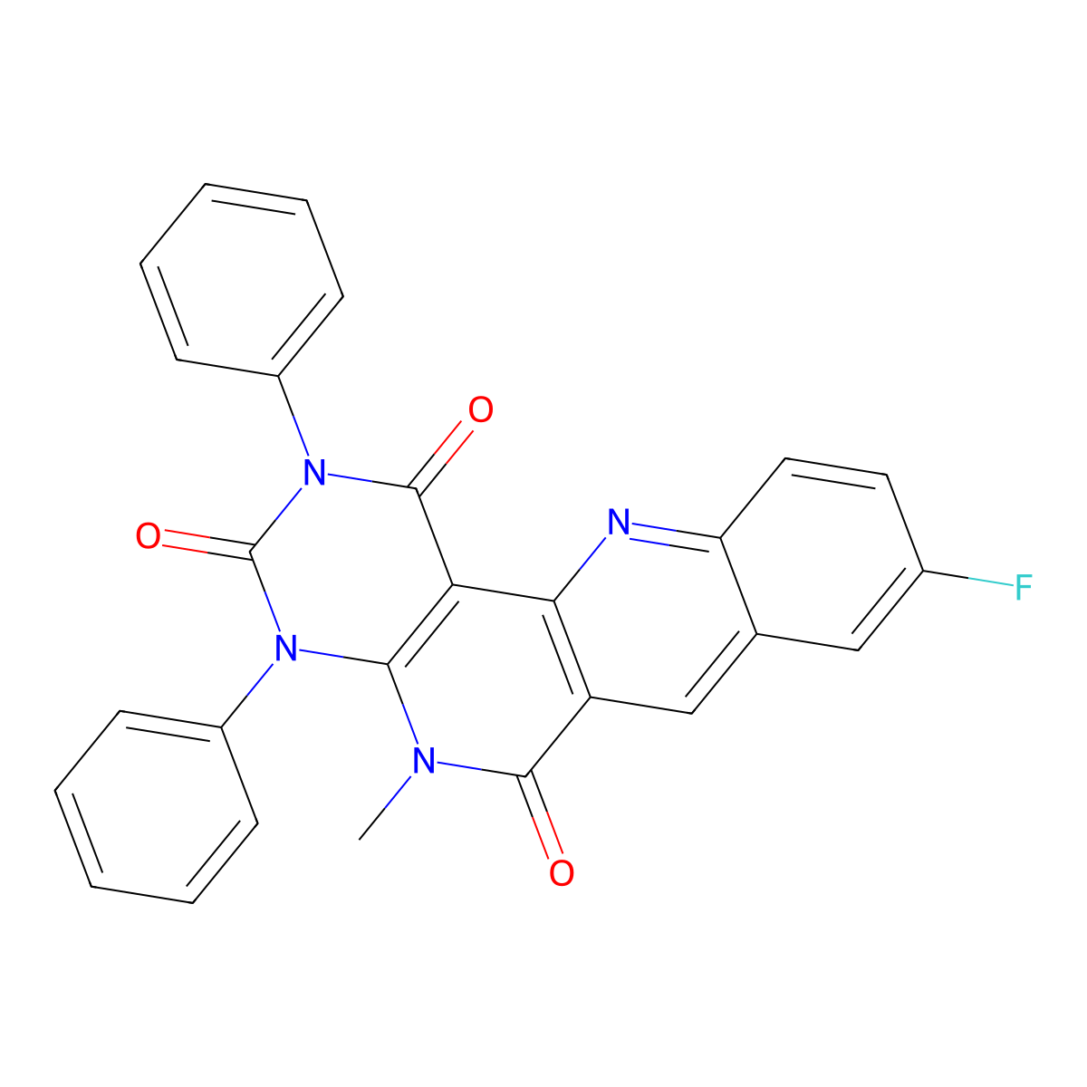 14-Fluoro-8-methyl-4,6-diphenyl-4,6,8,18-tetrazatetracyclo[8.8.0.02,7.012,17]octadeca-1(10),2(7),11,13,15,17-hexaene-3,5,9-trione molecular structure, CAS 177082-83-6