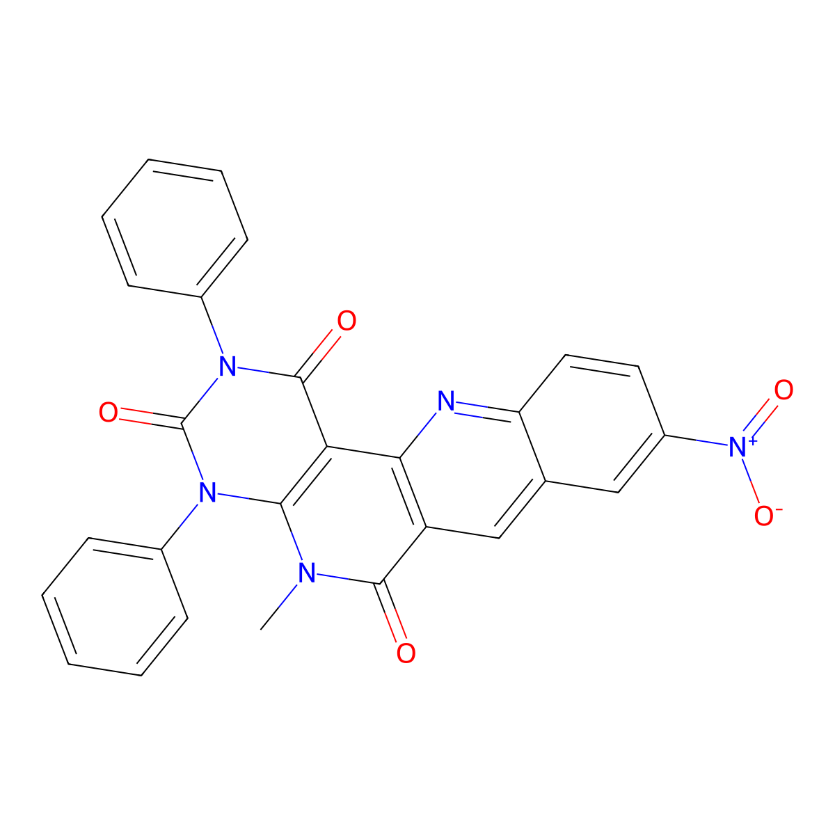 8-Methyl-14-nitro-4,6-diphenyl-4,6,8,18-tetrazatetracyclo[8.8.0.02,7.012,17]octadeca-1(10),2(7),11,13,15,17-hexaene-3,5,9-trione molecular structure, CAS 177082-84-7