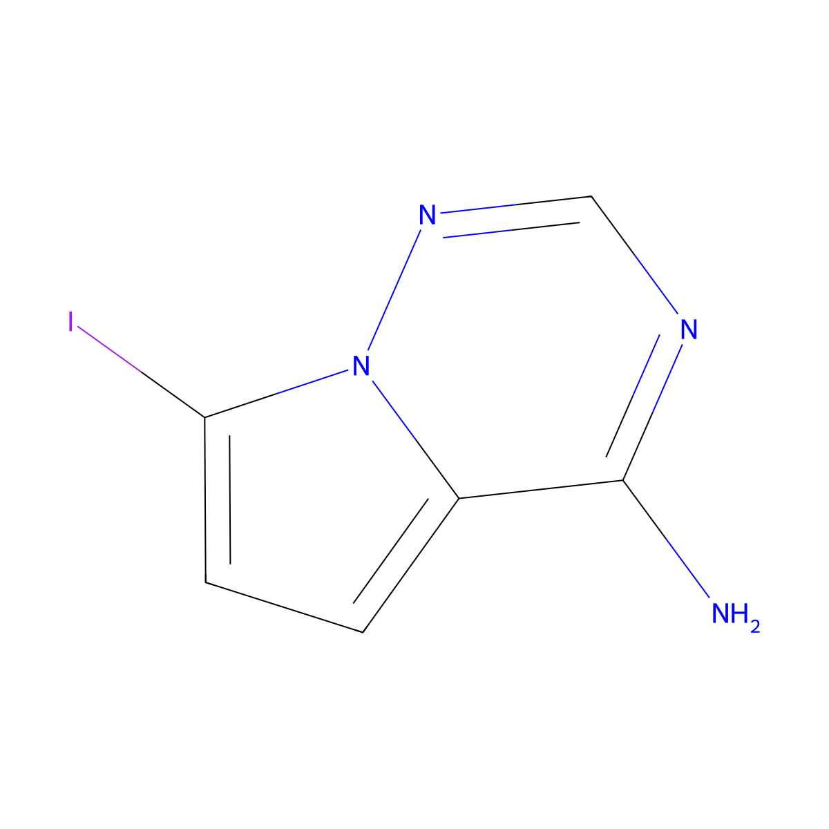 7-Iodopyrrolo[2,1-f][1,2,4]triazin-4-amine molecular structure, CAS 1770840-43-1