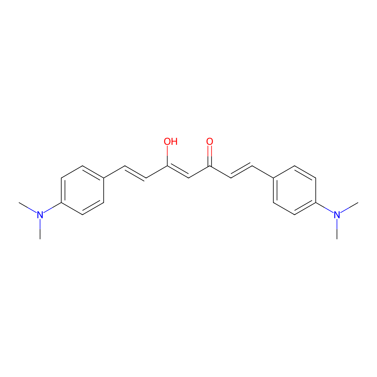 1,7-Bis(4-(dimethylamino)phenyl)-5-hydroxyhepta-1,4,6-trien-3-one molecular structure, CAS 177086-91-8