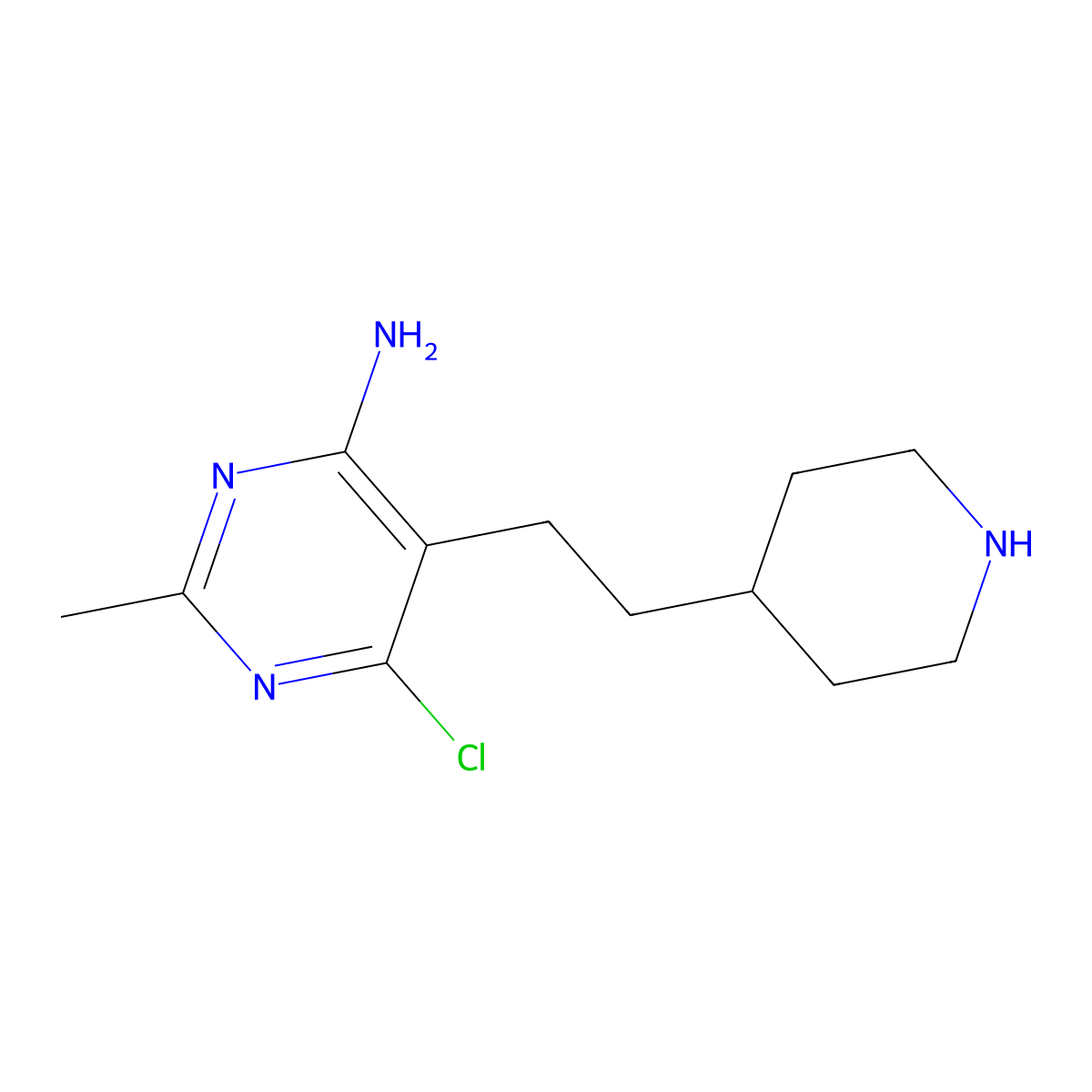 6-Chloro-2-methyl-5-(2-(piperidin-4-YL)ethyl)pyrimidin-4-amine molecular structure, CAS 1770917-73-1